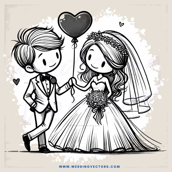 engagement party invitation design with black and white characters