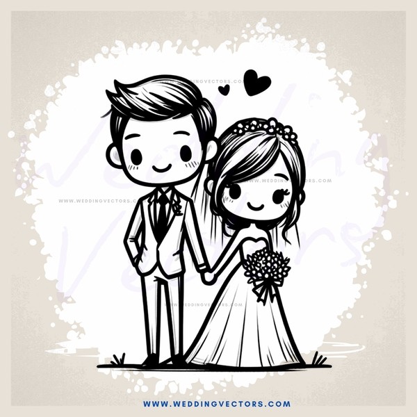 a couple standing together with an outline around them