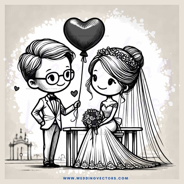 a bride and groom in black and white