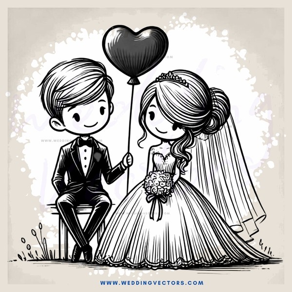 a black and white wedding illustration