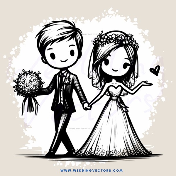 bride and groom holding hands