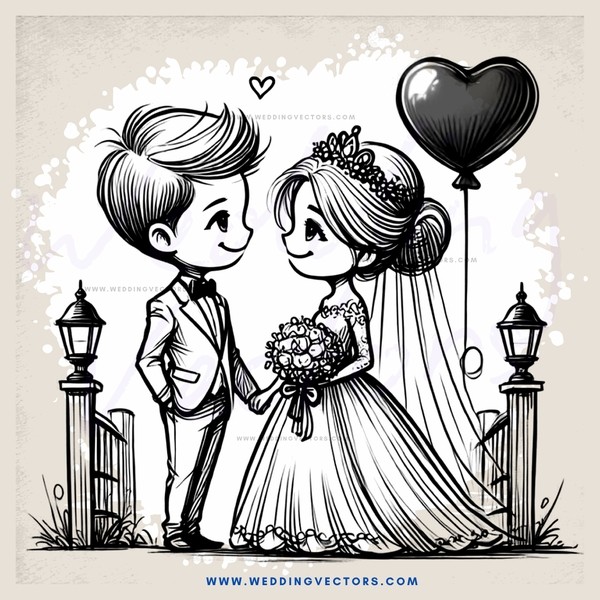 wedding portrait with balloon