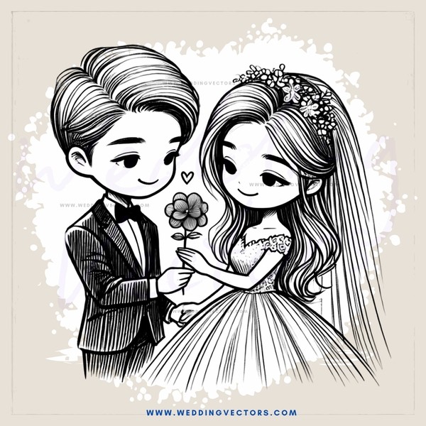 a couple with flowers in their hands