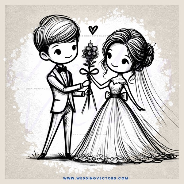 a boy and girl holding flowers