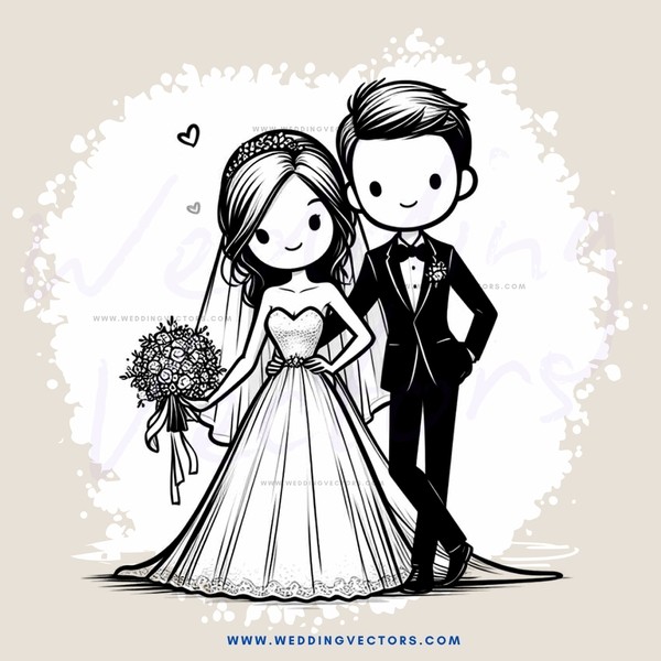 a wedding couple in black and white