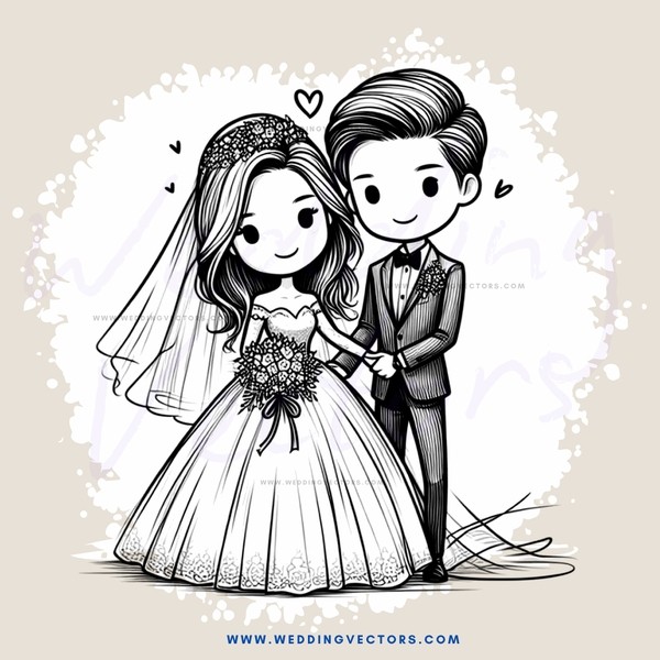 a bride and groom in black and white