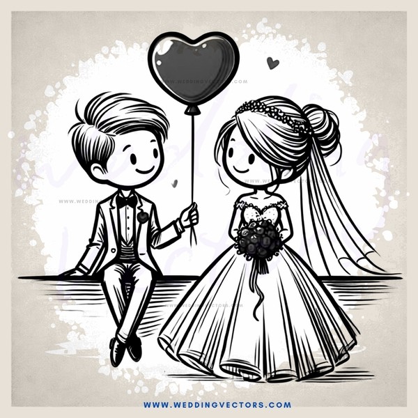 a bride and groom flying kites