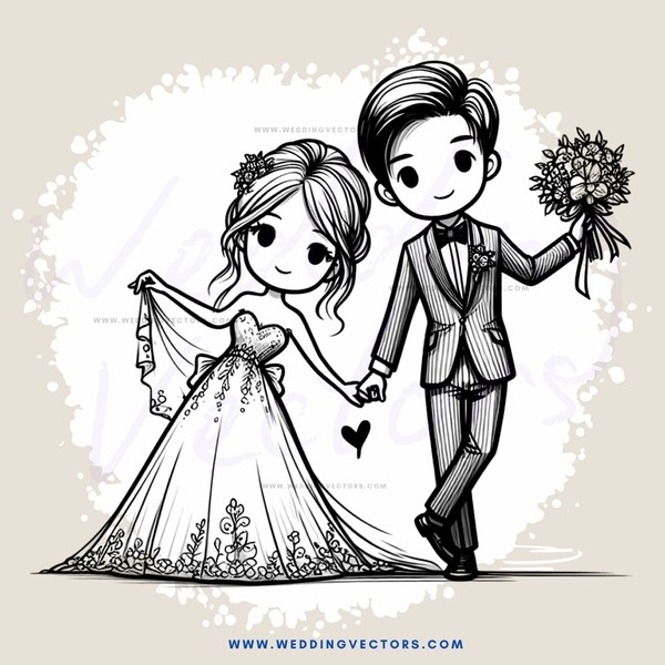 engagement ring and wedding dress design on white background