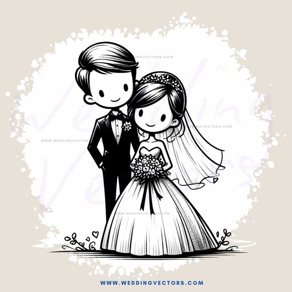 a black and white wedding picture with flowers