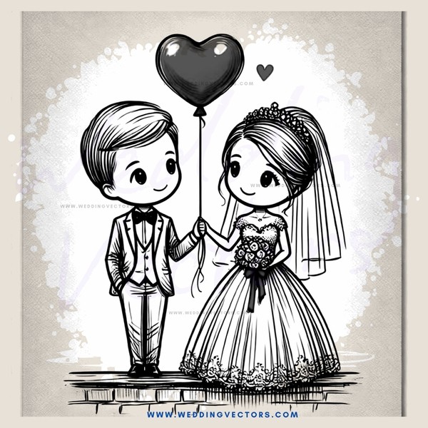 the bride and groom are wearing ties