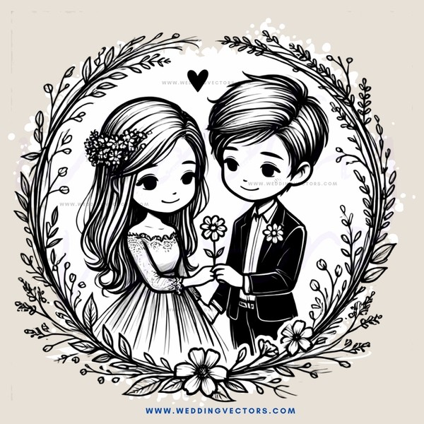 boy and girl in flower wreath