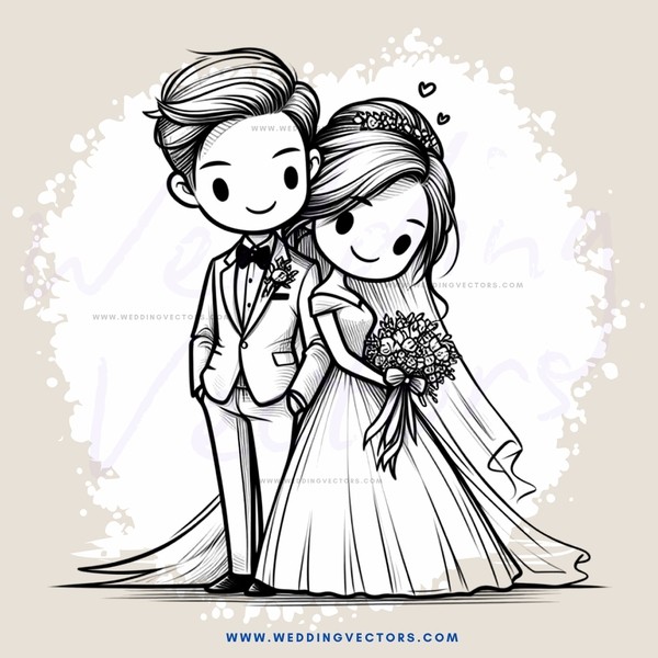 bride & groom with flowers