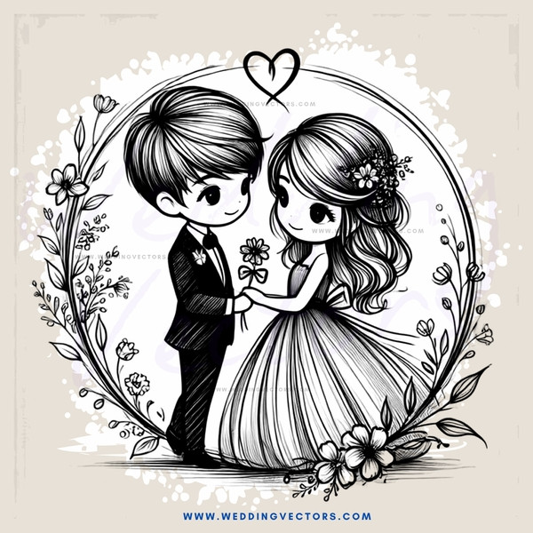 boy and girl with flowers on their hands