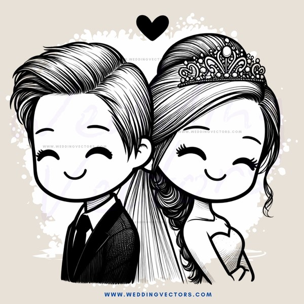 a couple with crowns and hearts