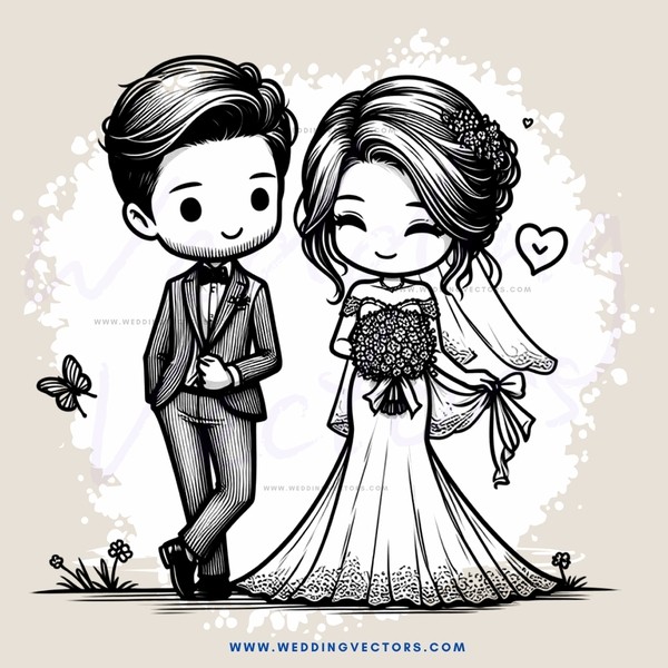a bride and groom in nature
