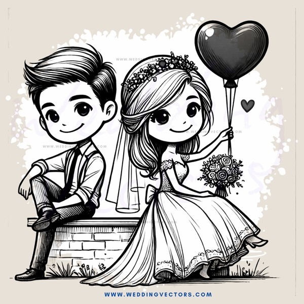 couple sitting on wall with balloon