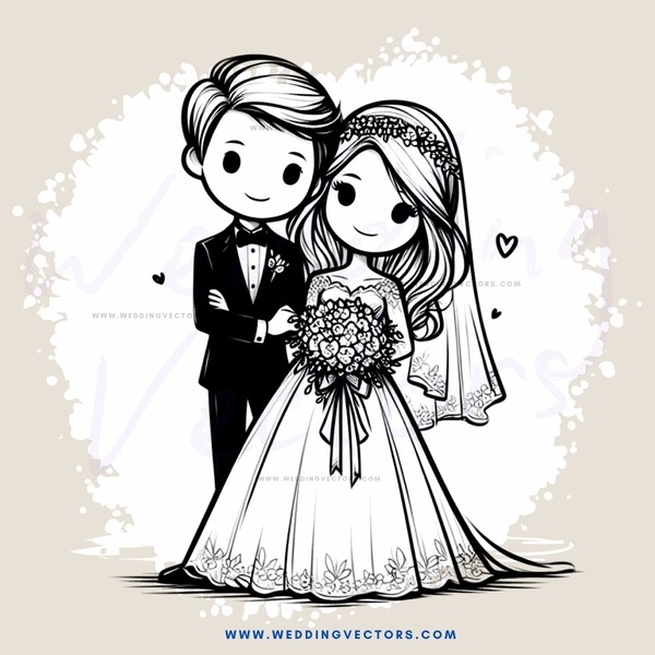 bride and groom in wedding attire
