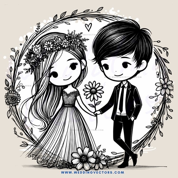 engagement picture of a couple with flowers and daisies