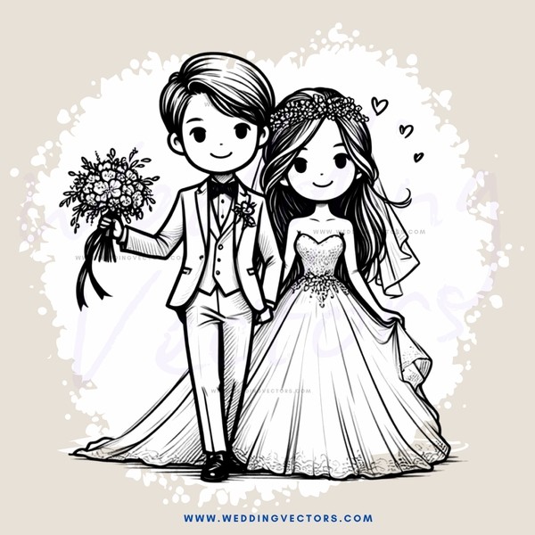 wedding portrait in black and white with love hearts