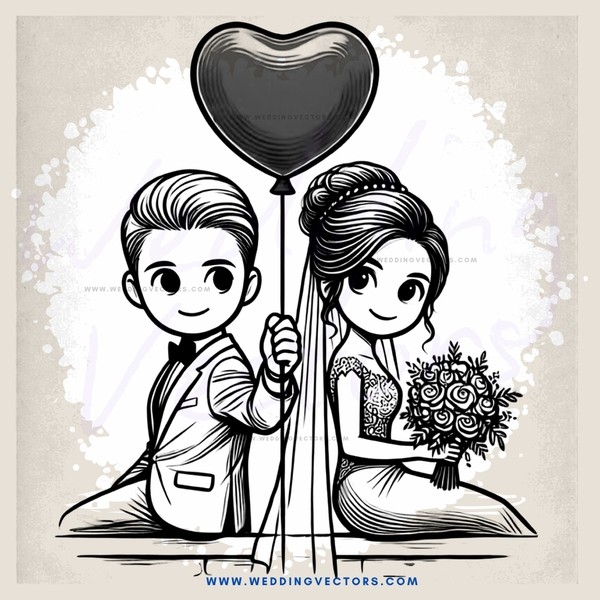 wedding bride and groom pose for their picture with an airborne heart