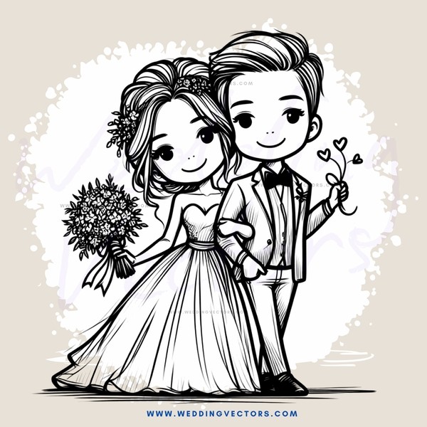 a man and woman in wedding attire