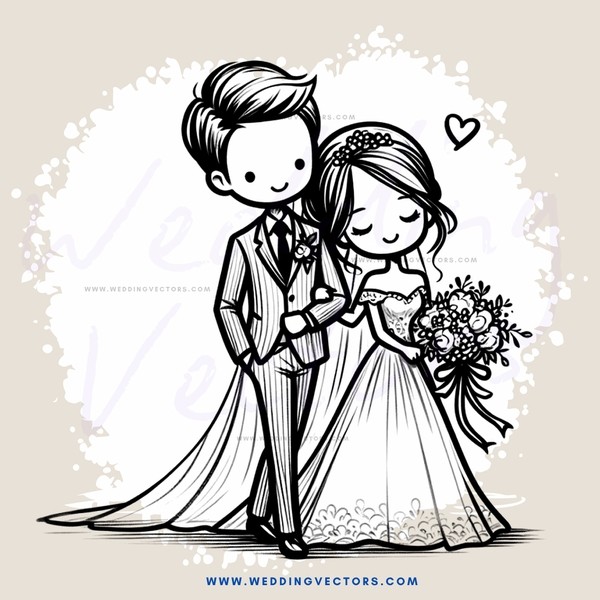 a bride and groom holding flowers