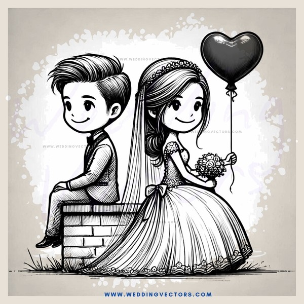 wedding bride and groom cartoon