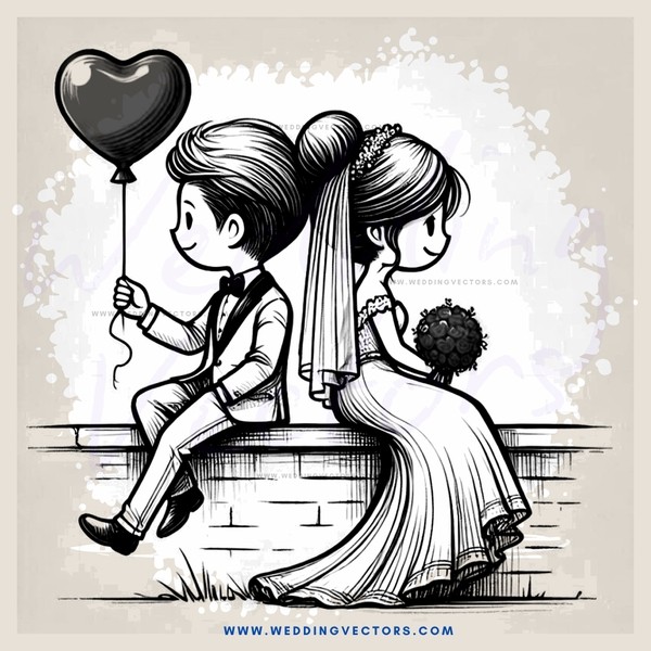 a romantic scene with heart and balloon