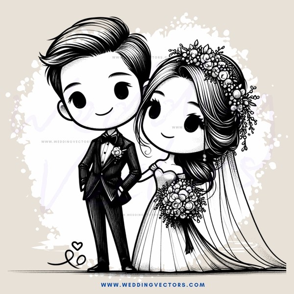 wedding animation in black and white