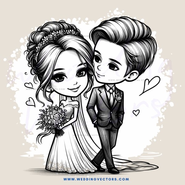 wedding portrait of a bride and groom in black & white
