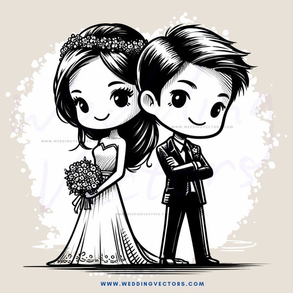 the groom and bride standing together