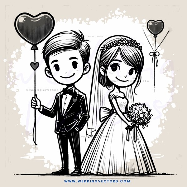 a cartoon boy and girl with hearts