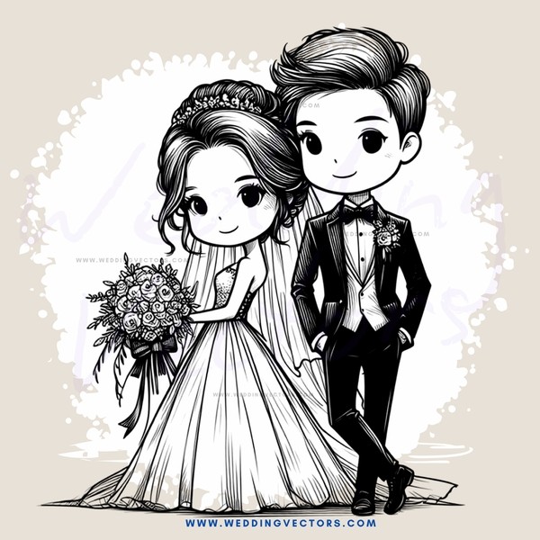 a couple in wedding attire