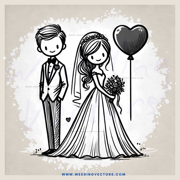 wedding party with love heart balloon