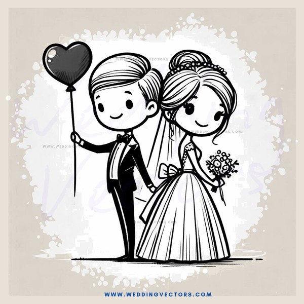 couple holding heart and balloon