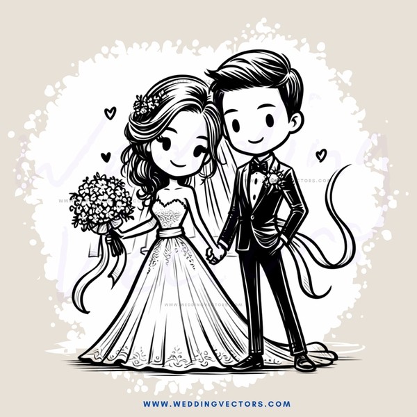 a bride and groom holding hands