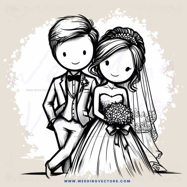 a wedding couple in black and white