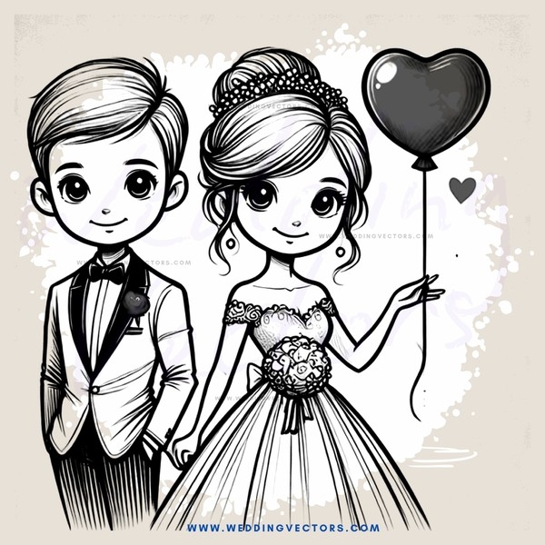 a boy and girl wearing wedding attire