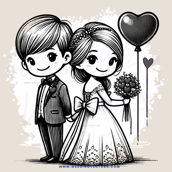 a young couple with balloons and bouquet