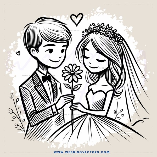 a bride and groom hold flowers
