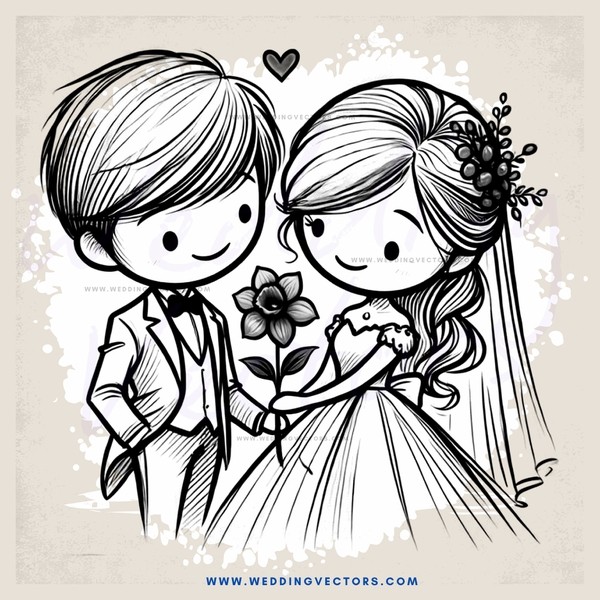 a bride and groom holding each other in front of a flower