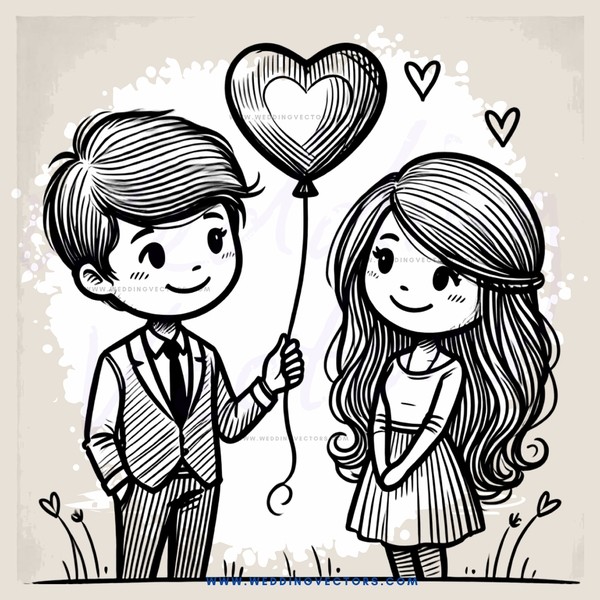 a young couple holding a heart balloon