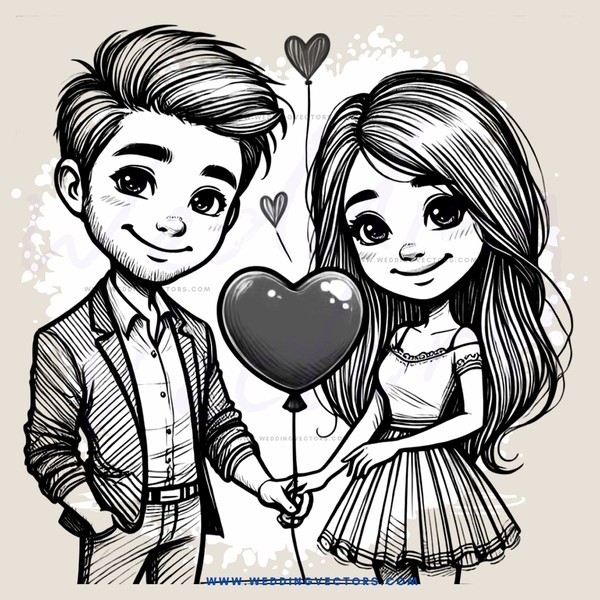 boy and girl with heart decoration
