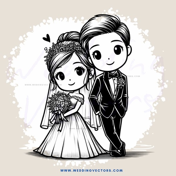 a bride and groom in tuxedos and bridesmaids dresses