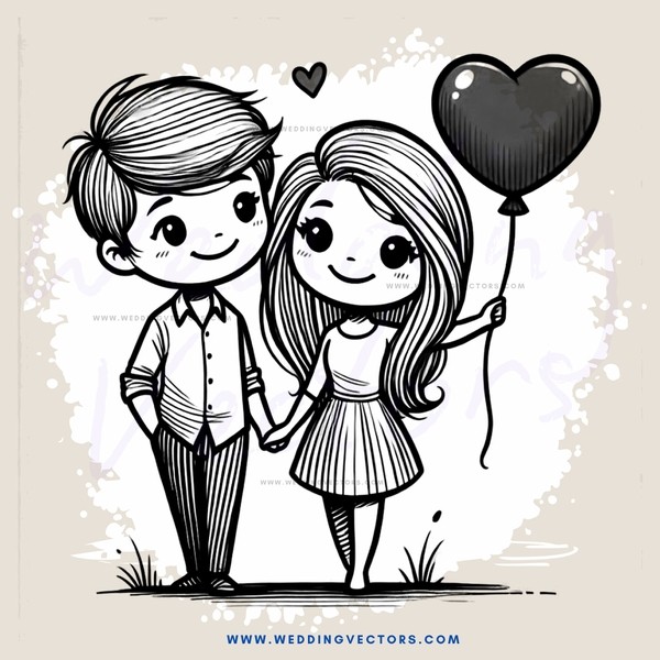 a couple holding hands and balloons