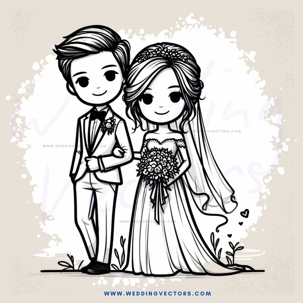 a boy and girl standing with flowers in their hands