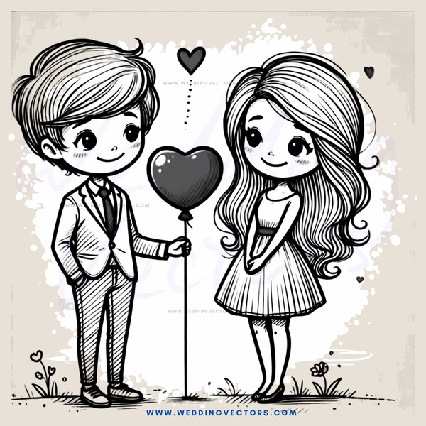 couple standing with balloon