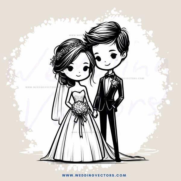 a couple in wedding attire posing for their picture