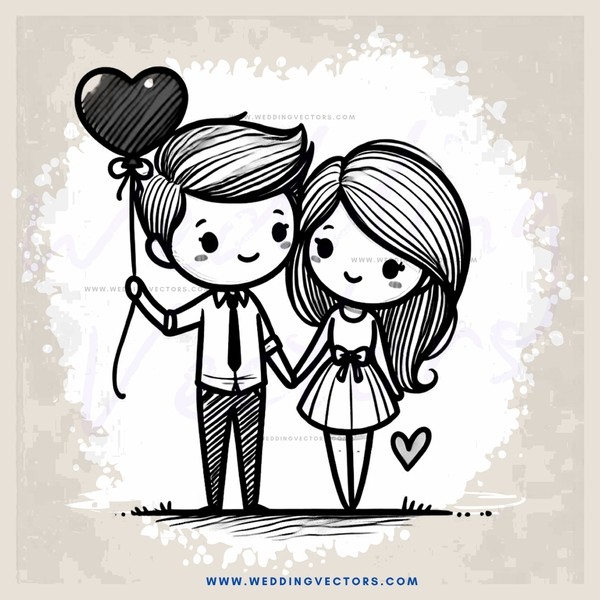 a couple's picture with a heart and an umbrella