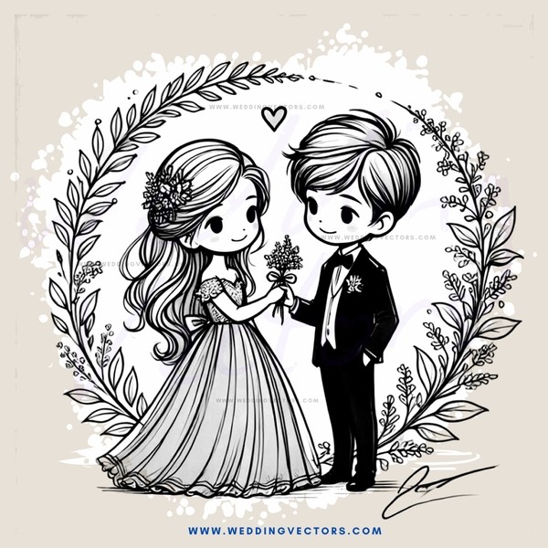 love story in leaves and flowers